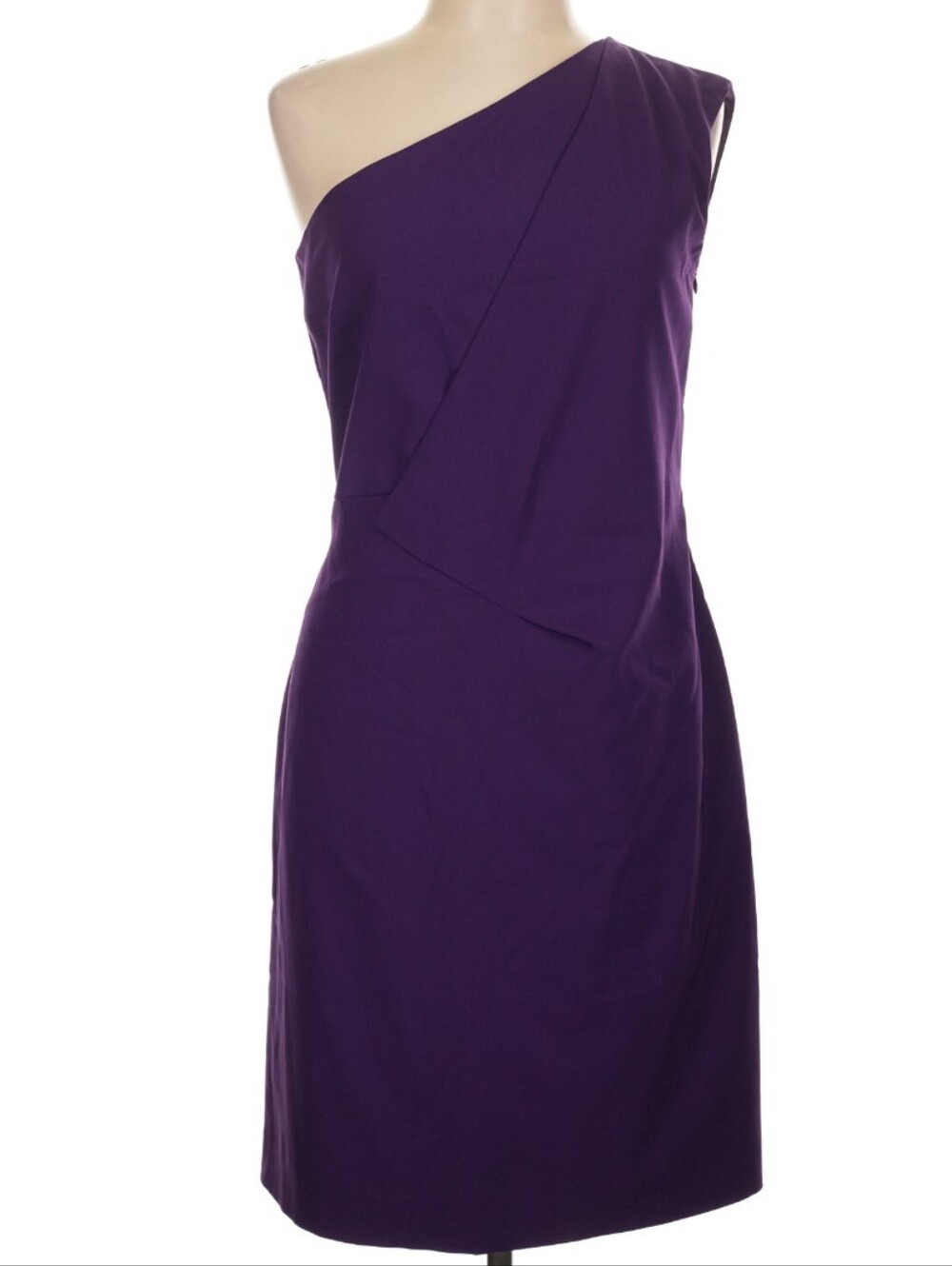 Piazza Sempione Virgin Wool Purple Sheath Dress One Shoulder IT 40